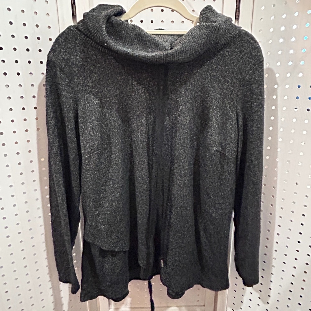 IN STUDIO WOMAN Charcoal Gray Marled Cowl Neck‎ Long Sleeve Top Plus Size 1X